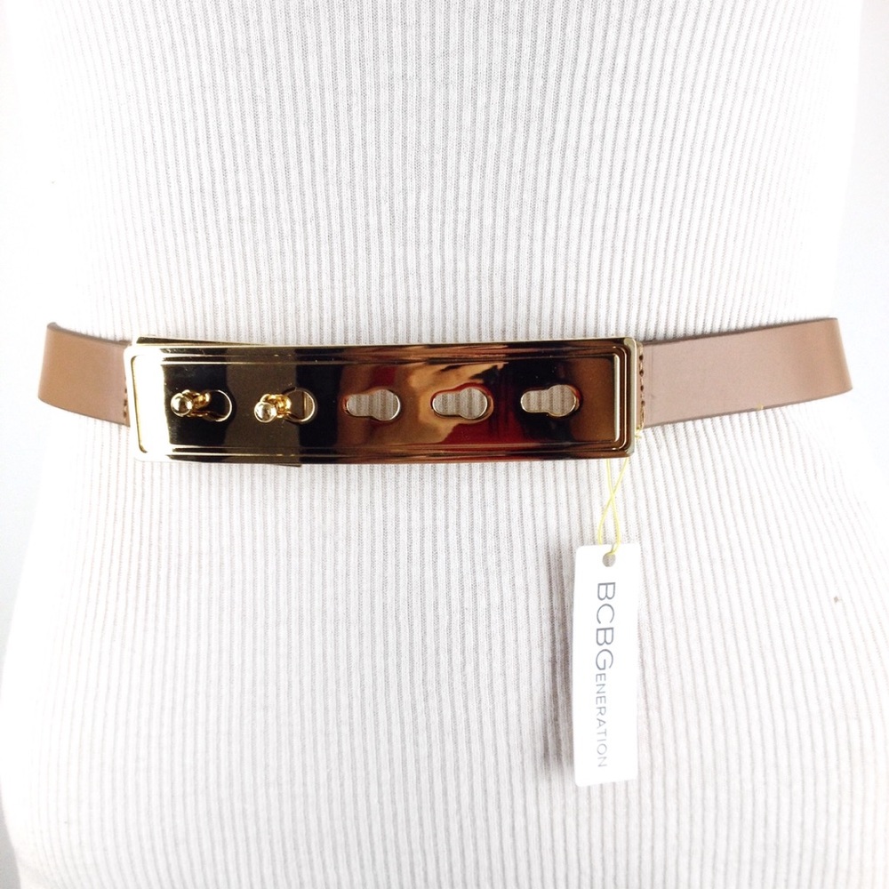 BCBGeneration GOLD TONED BUCKLE WAIST BELT NUDE